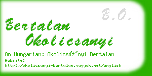 bertalan okolicsanyi business card